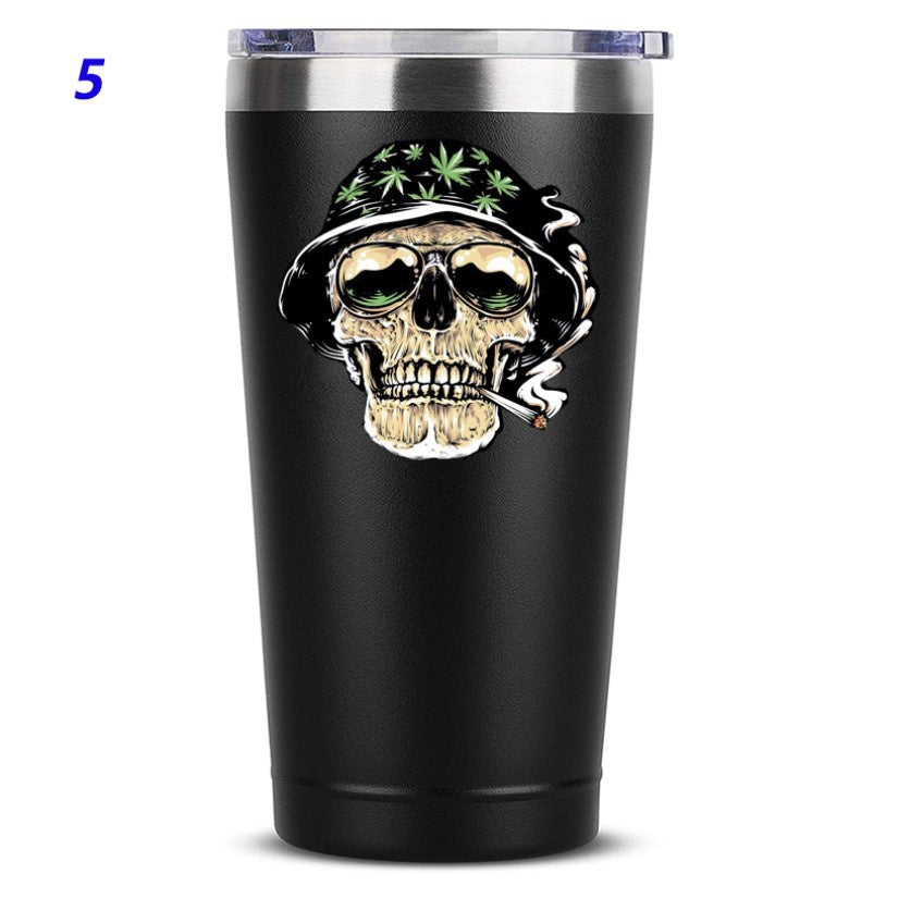 Funny Marihuana Leaves Skull Hrnek 20 OZ Nerezová sklenice izolovaný Legrační cestovní hrnek Novinka