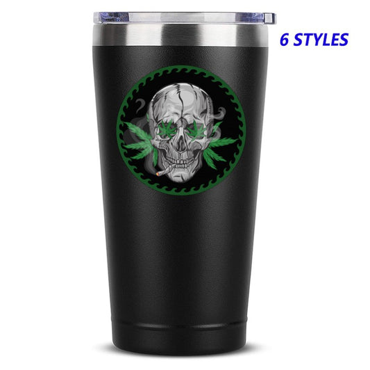 Funny Marihuana Leaves Skull Hrnek 20 OZ Nerezová sklenice izolovaný Legrační cestovní hrnek Novinka