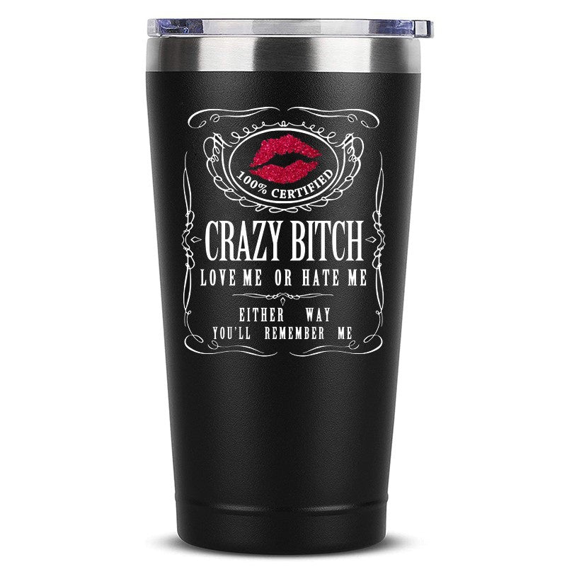 Crazy Bitch Asshole Men Funny Coffee Mug 20 OZ Stainless Steel Tumbler Insulated Travel Mug Novelty Gift