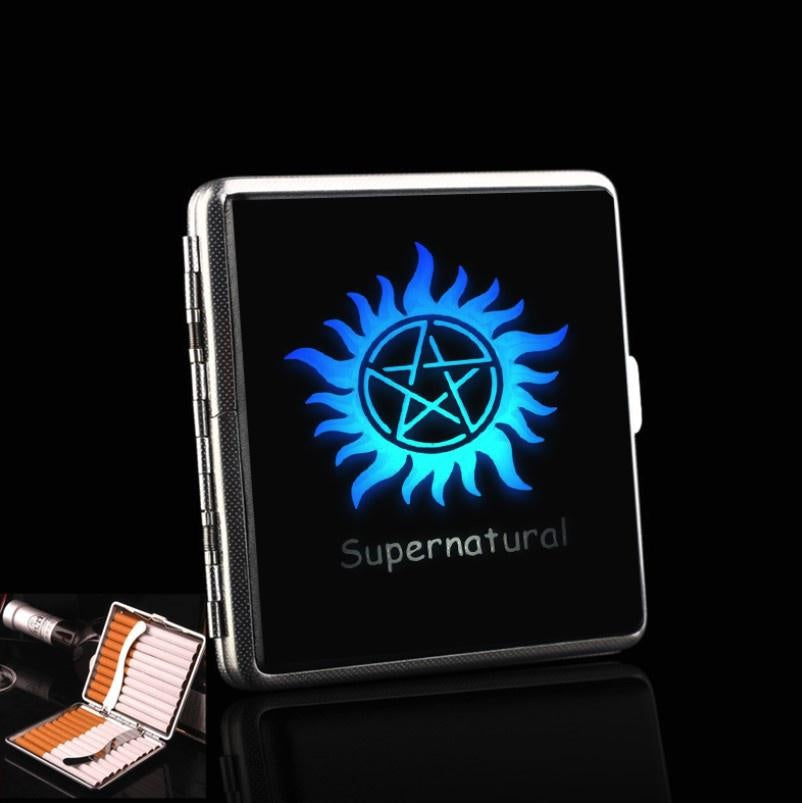 Supernatural Leather Pocket Cigarette Tobacco Case Box Holder For Smoking Business Cards Holder Storage Supernatural Gift