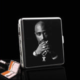 2PAC Tupac Amaru Shakur Leather Pocket Cigarette Tobacco Case Box Holder For Smoking Business Cards  Hip Hop 2PAC Gifts