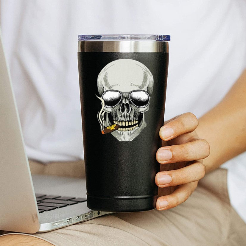 Skull Smoking Coffee Mug 20 OZ Stainless Steel Tumbler Insulated Funny Travel Mug Novelty Gift