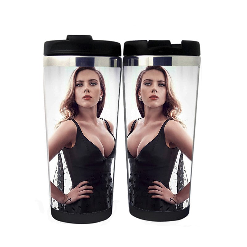 Scarlett Johansson Travel Mug Stainless Steel Insulated Tumbler 400ml Coffee Tea Cup Scarlett Johansson Gifts Christmas Gifts