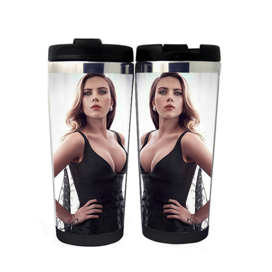Scarlett Johansson Travel Mug Stainless Steel Insulated Tumbler 400ml Coffee Tea Cup Scarlett Johansson Gifts Christmas Gifts