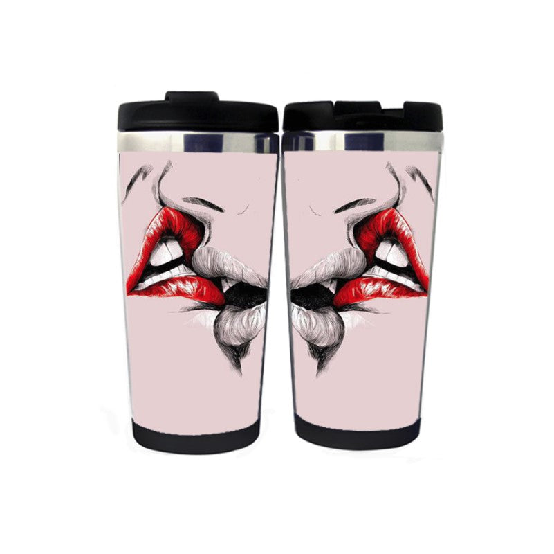 Lips Kissing Love Funny Travel Mug Stainless Steel Insulated Tumbler 400ml Coffee Tea Cup Funny novelty Gifts Christmas Gifts