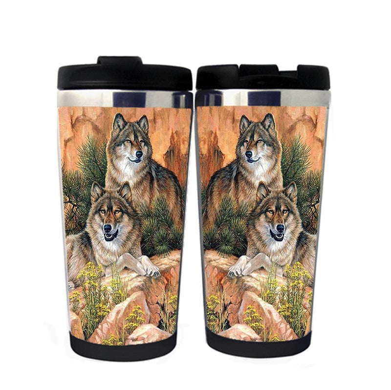 Wolves in Love Wolf  Travel Mug Stainless Steel Insulated Tumbler 400ml Coffee Tea Cup wolf Gifts Christmas Gifts