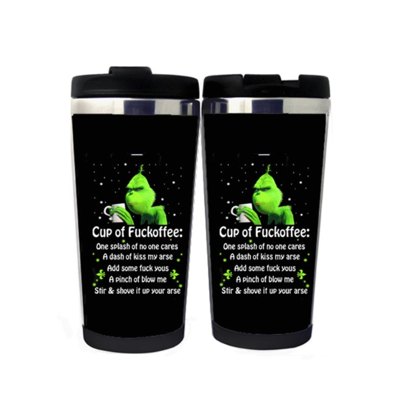 Novelty Funny Grinch Coffee Mug Travel Mug Stainless Steel Insulated Tumbler 400ml Coffee Tea Water Cup Novelty Gifts Christmas Gifts