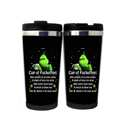 Novelty Funny Grinch Coffee Mug Travel Mug Stainless Steel Insulated Tumbler 400ml Coffee Tea Water Cup Novelty Gifts Christmas Gifts