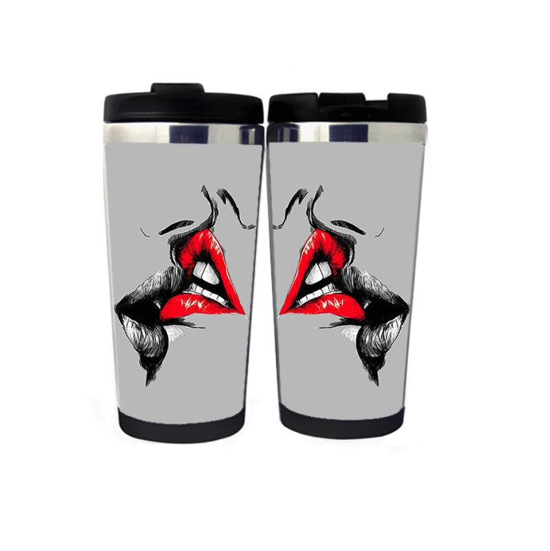 Lips Kissing Love Funny Travel Mug Stainless Steel Insulated Tumbler 400ml Coffee Tea Cup Funny novelty Gifts Christmas Gifts