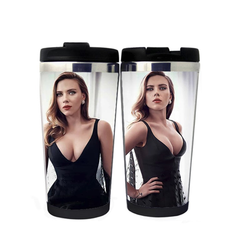 Scarlett Johansson Travel Mug Stainless Steel Insulated Tumbler 400ml Coffee Tea Cup Scarlett Johansson Gifts Christmas Gifts