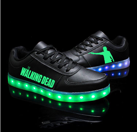 Walking Dead Light Up Shoes Flashing LED Luminous Shoes Low Top Unisex Shoes