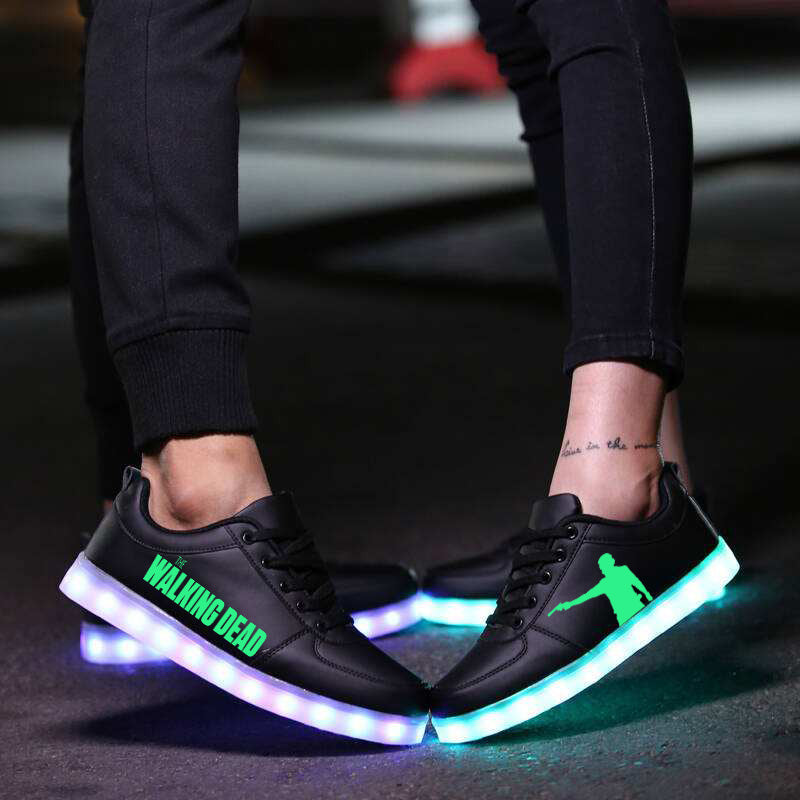 Walking Dead Light Up Shoes Flashing LED Luminous Shoes Low Top Unisex Shoes